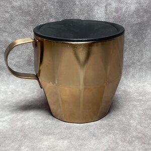 Starbucks 2014 Gold Metal Mug W/ Lid 14 Oz / 414 Ml For Coffee & Tea